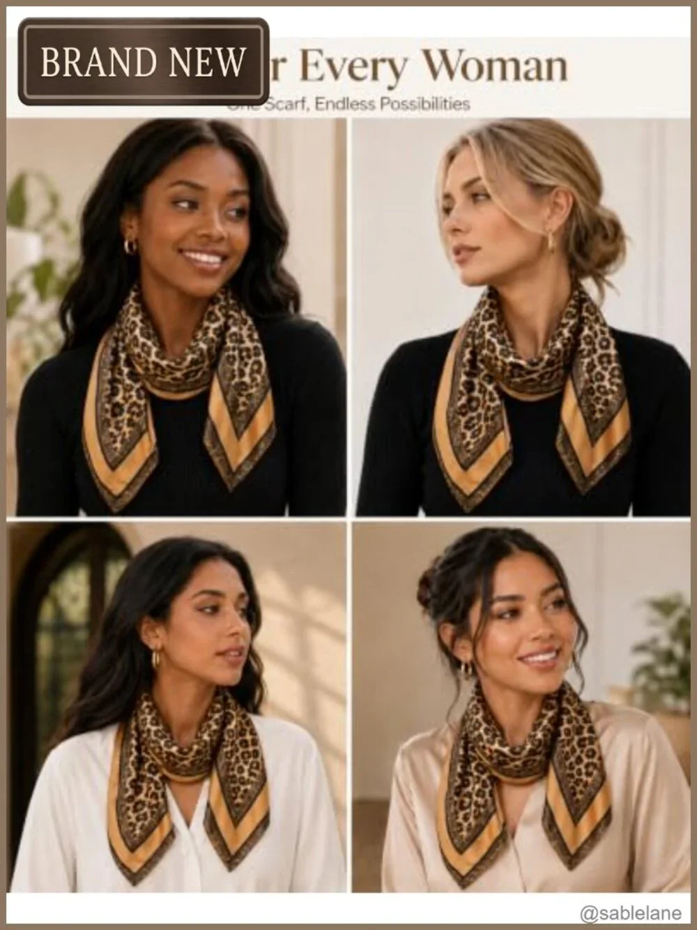 Satin Hair Scarf for Women Silk-Like Square 35.4 Inch Head Wrap